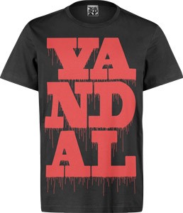 VANDAL WEAR T-SHIRT  -  VANDAL DRIPS RED ON BLACK (MEDIUM)